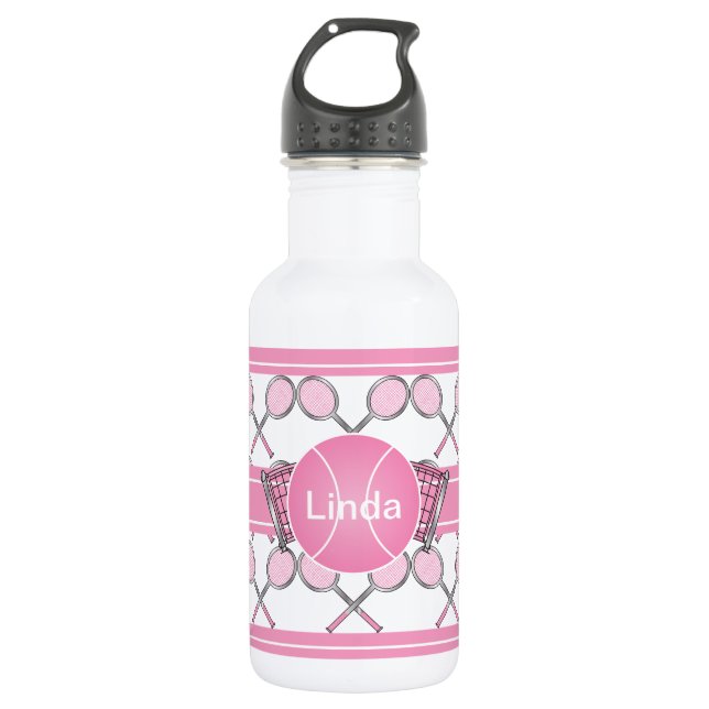 Pink Tennis Design | DIY Name Trinkflasche (Vorderseite)