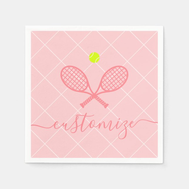 Pink Tennis Themenabend Cocktail Banquet Serviette (Vorderseite)