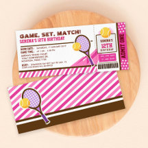 Pink Tennis Ticket Pass Geburtstagsparty