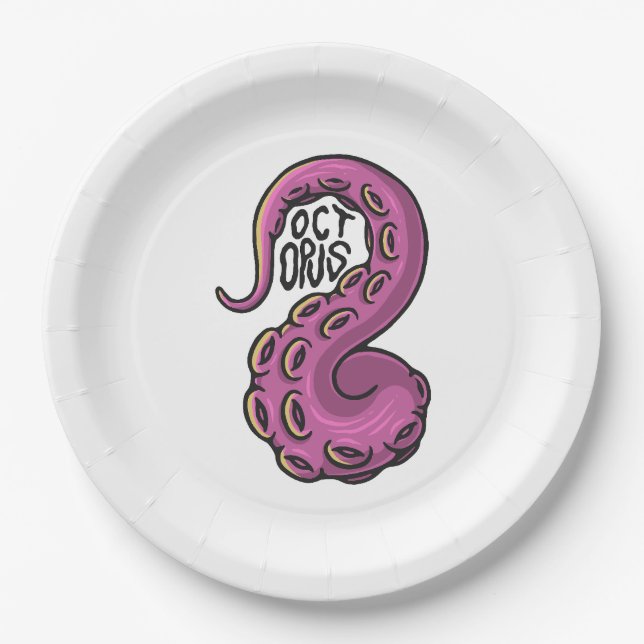 Pink Tentacle Pappteller (Vorderseite)