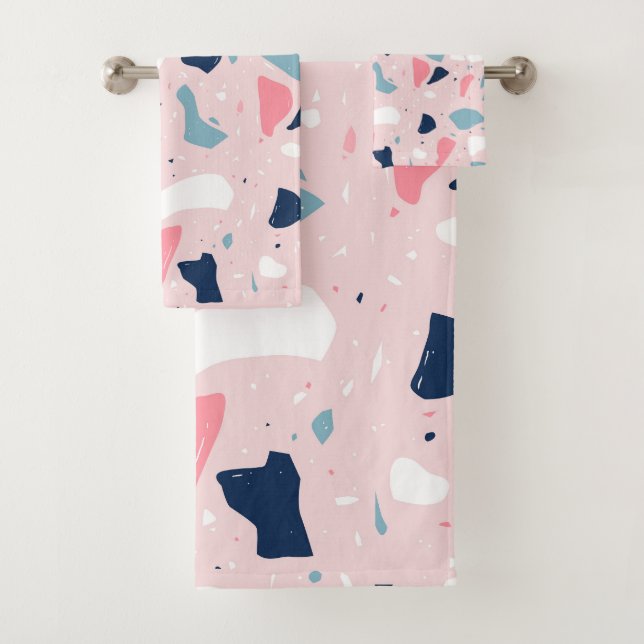 Pink Terrazzo Muster Badhandtuch Set (Insitu)