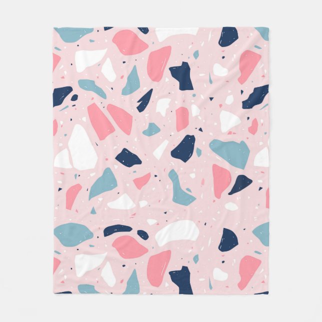 Pink Terrazzo Muster Fleecedecke (Vorderseite)