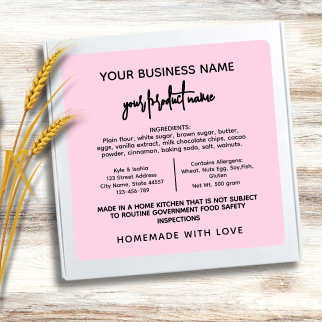 Pink Texas Hütte Law Lebensmitteletikett Quadratischer Aufkleber (Von Creator hochgeladen)