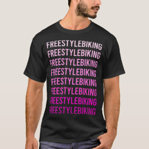 Pink Text Freestyle Biking Biker T-Shirt