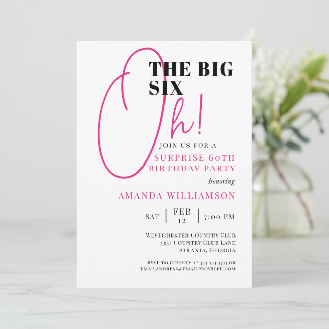 Pink The Big 60th Surprise Birthday Invitation (Debout devant)