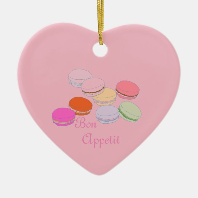 Pink Theme Paris Französisch Macaron Bon Appetit Keramik Ornament (Vorne)