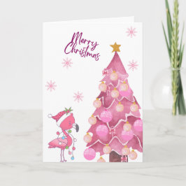 Pink Themed Flamingo Christmas card Karte