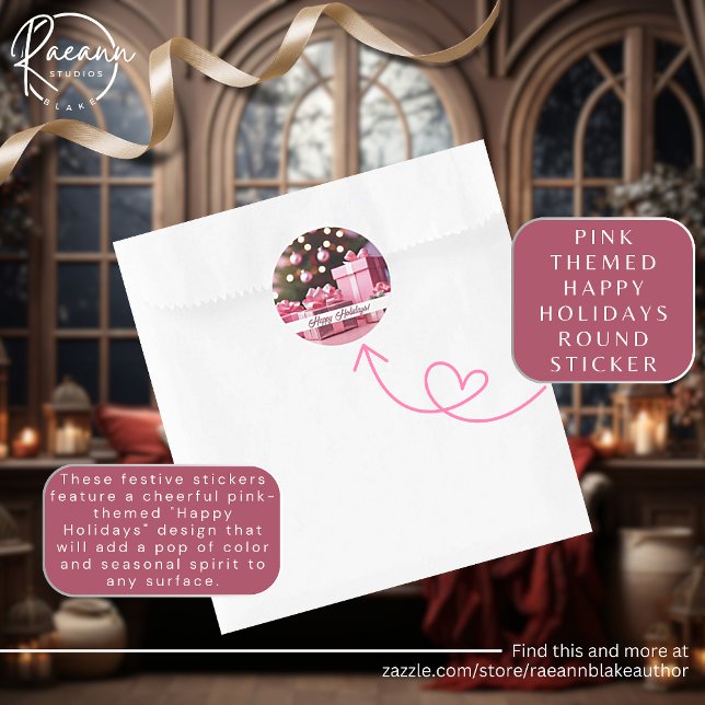 Pink Themed Happy Holidays Aufkleber (Von Creator hochgeladen)
