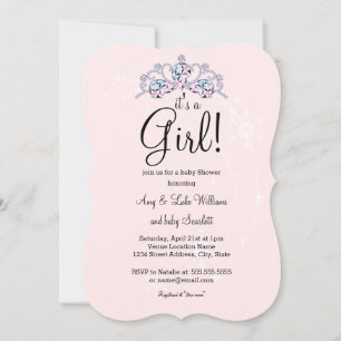Pink Tiara C'est une fille Baby shower Invitation