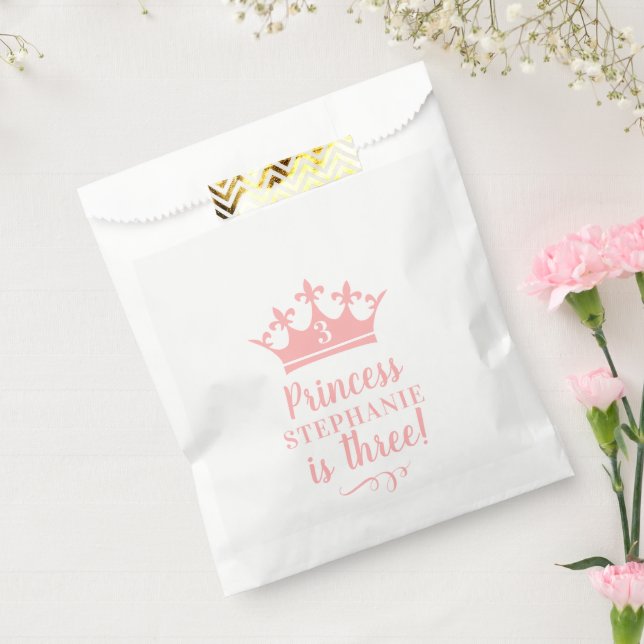 Pink Tiara Crown Personalisiert Princess Party Geschenktütchen (Versiegelt)