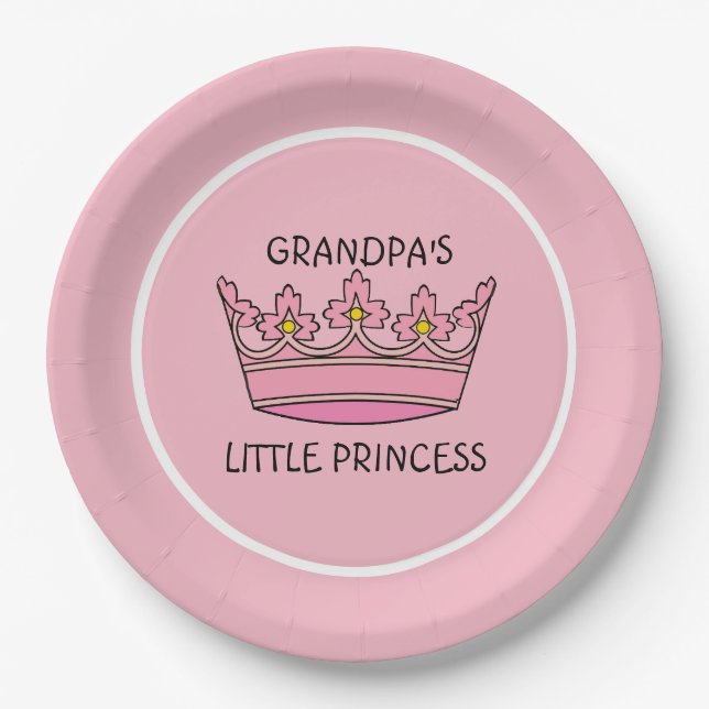 Pink Tiara Grandpas kleine Prinzessin Pappteller (Vorderseite)