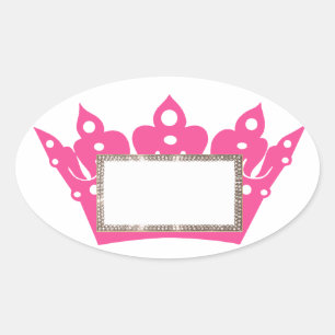 Pink-Tiara-Labels zur Personalisierung Ovaler Aufkleber