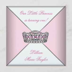 Pink Tiara Little Princess Erste Geburtstagsparty Einladung
