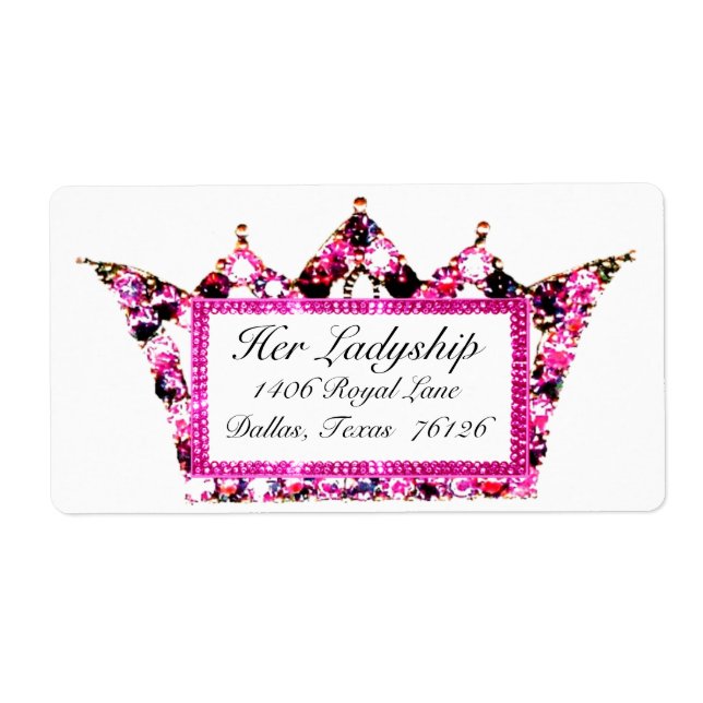 Pink Tiara Shipping Labels (Vorne)