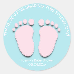 Pink Tiffany Feet Baby Dusche Gefallen Danke Mädch Runder Aufkleber