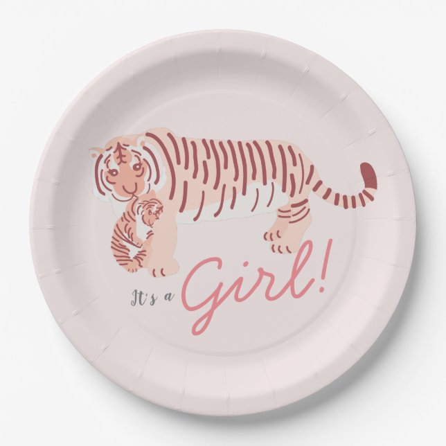 Pink Tiger & Cub Girl Dusche Papierplatte Pappteller (Vorderseite)