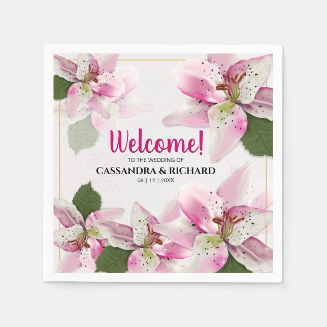 Pink Tiger Lily | Hochzeit Serviette (Vorderseite)