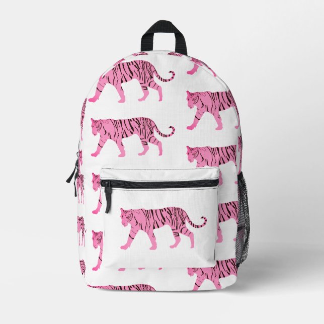 Pink Tigers Pattern Bedruckter Rucksack (Vorderseite)