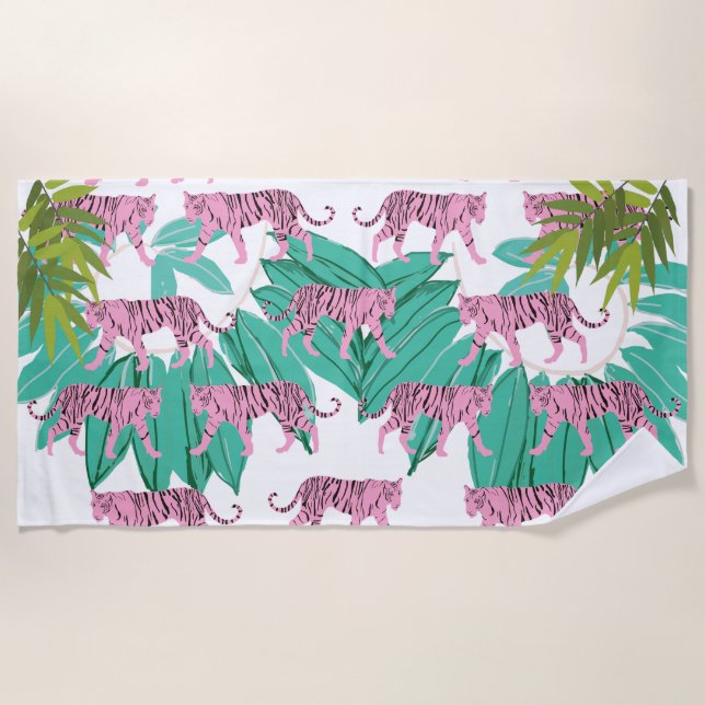 Pink Tigers Pattern Strandtuch (Vorderseite)