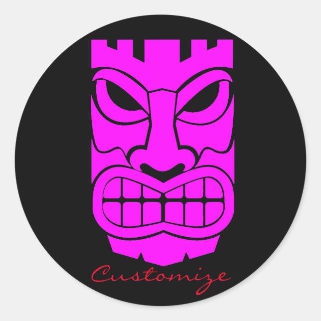Pink Tiki Skulptur Thunder_Cove Runder Aufkleber (Vorderseite)