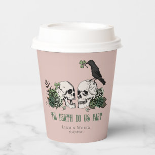 Pink Til Death Gothic Floral Skull Irish Wedding Pappbecher