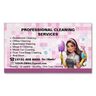 Pink tile Janitorial House Reinigungsservice Magnetische Visitenkarte