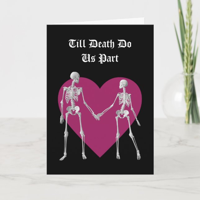 Pink Till Death Do Us Part Valentine's Day Card Dankeskarte (Vorderseite)