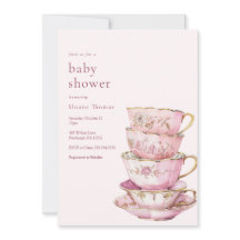 Pink Time for Tea Baby Shower Einladung
