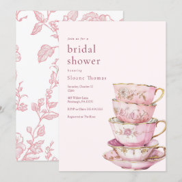 Pink Time for Tea Bridal Dusche Einladung