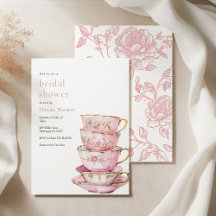 Pink Time for Tea Bridal Dusche Einladung