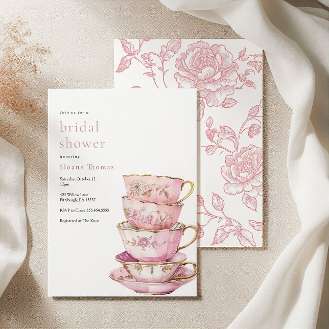 Pink Time for Tea Bridal Dusche Einladung (Von Creator hochgeladen)