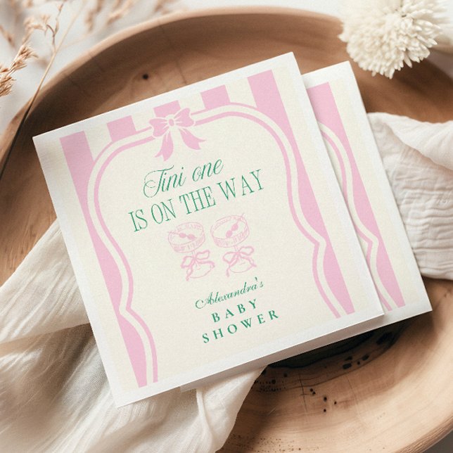 Pink Tini One ist auf dem Weg Babydusche Serviette (Von Creator hochgeladen)