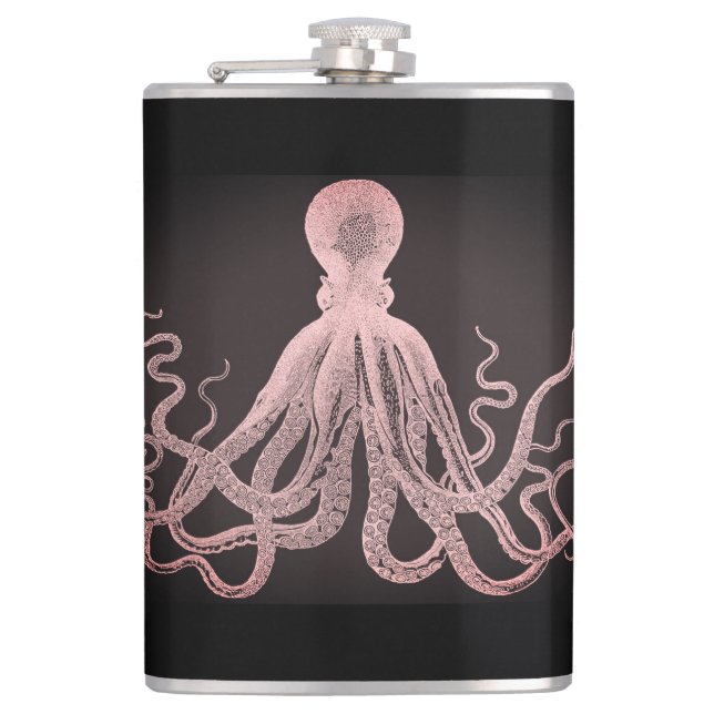 Pink Tint Octopus Illustration Flachmann (Vorderseite)