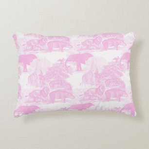 Pink Toile Animals Chinoiserie Baby Boy Kinderzimm Dekokissen