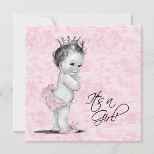 Pink Toile Baby Girl Dusche Einladung