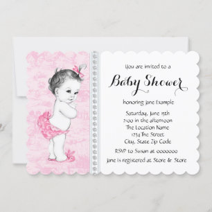 Pink Toile Babydusche Einladung