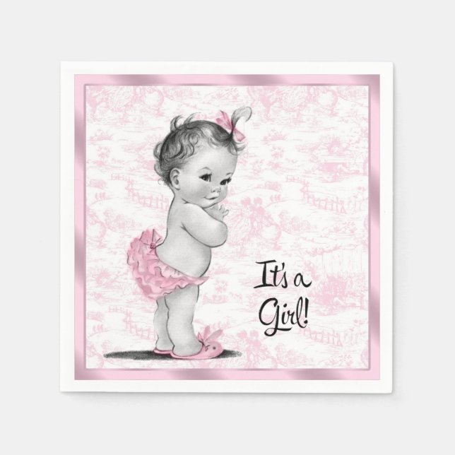 Pink Toile Babydusche Serviette (Vorderseite)