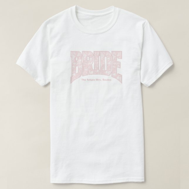 Pink Toile BRIDE Engagement Shower Bach Party T-Shirt (Design vorne)
