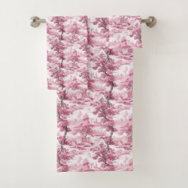 Pink Toile Country Französisch Antikes Wasser Badhandtuch Set