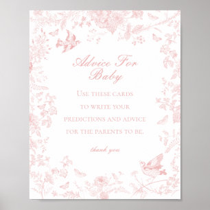 Pink Toile De Jouy Advice for Baby Showspiel Poster