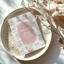 Pink Toile De Jouy Baby Dusche
