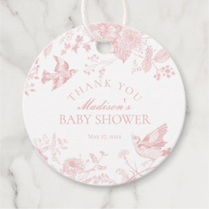 Pink Toile De Jouy Floral Baby Dusche Gefallen Geschenkanhänger