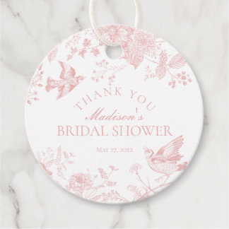 Pink Toile De Jouy Floral Brautparty Gefallen Geschenkanhänger