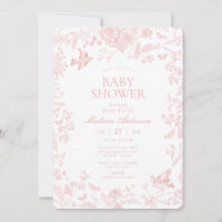 Pink Toile De Jouy Französisch Floral Baby Dusche