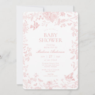 Pink Toile De Jouy Französisch Floral Baby Dusche Einladung