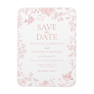 Pink Toile De Jouy Französisch Floral Save the Dat Magnet