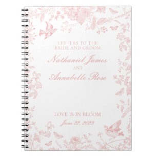 Pink Toile De Jouy Hochzeitbriefe und Bräuche Notizblock
