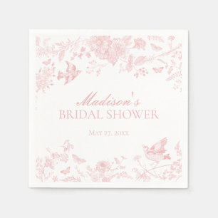 Pink Toile De Jouy Vintages florales Brautparty Serviette