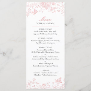 Pink Toile de Jouy Wedding Menu Menükarte