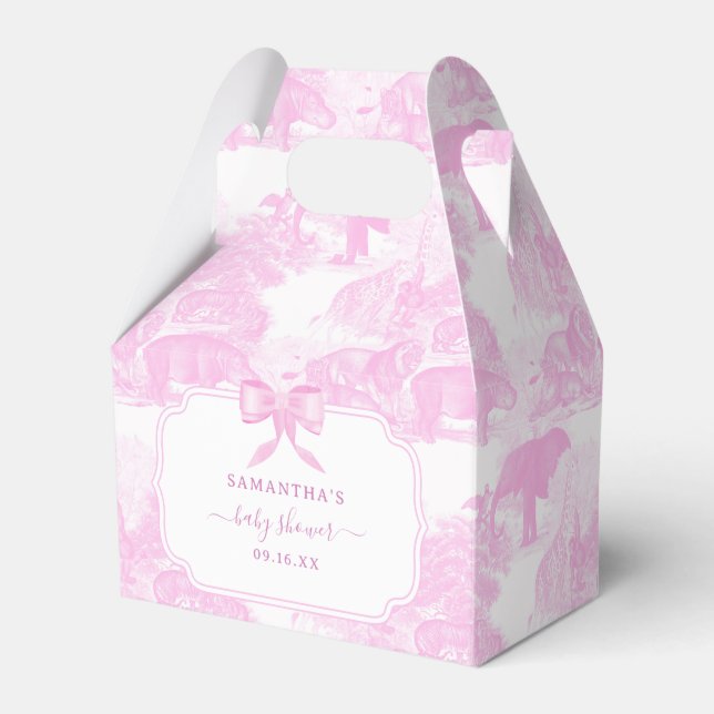 Pink Toile Jungle Animes Safari Chinoiserie Geschenkschachtel (Vorderseite)